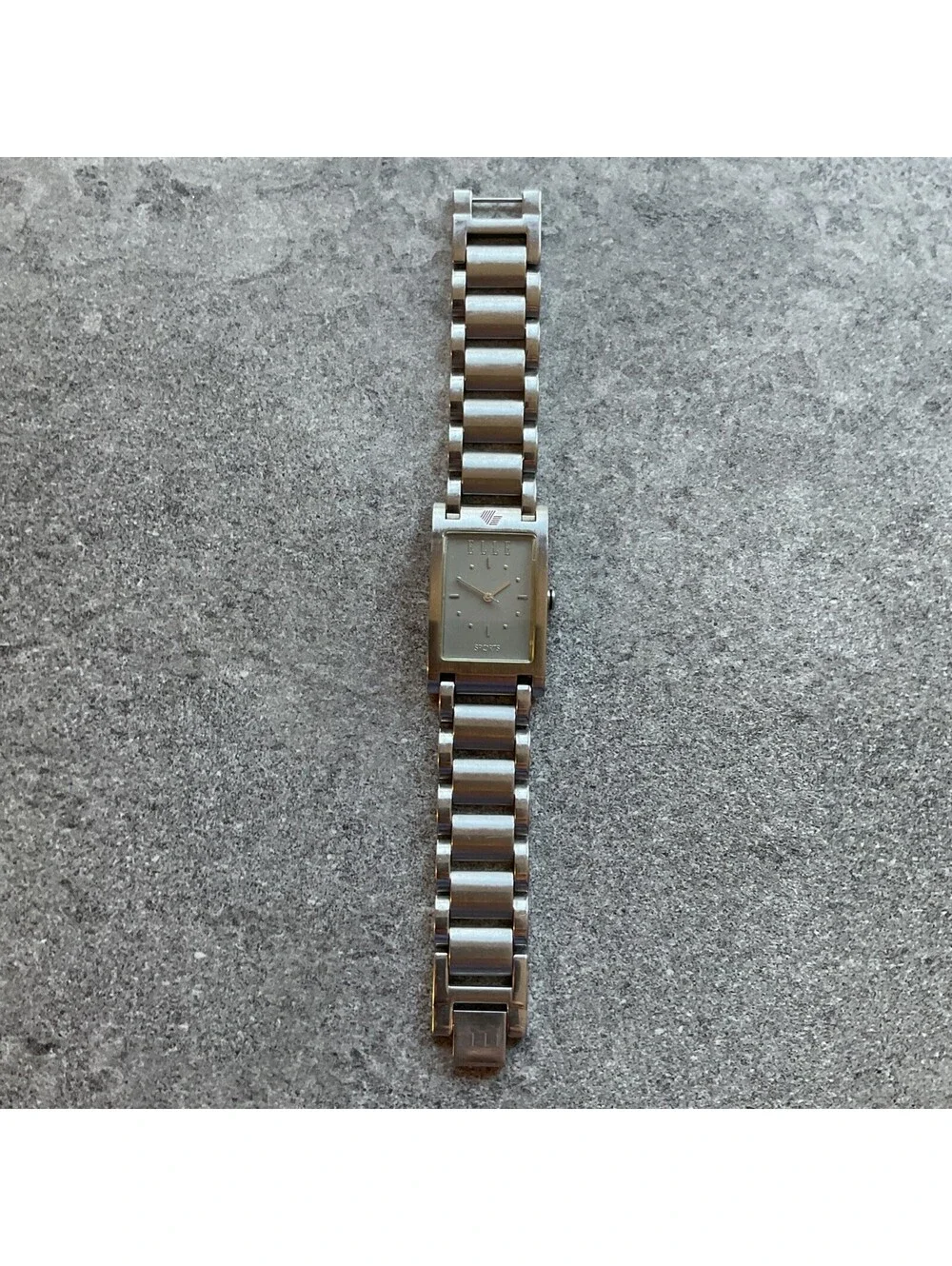 Vntg Elle Sports Designed In France Womens Tank Style Watch 23mm Silver Tone BCF